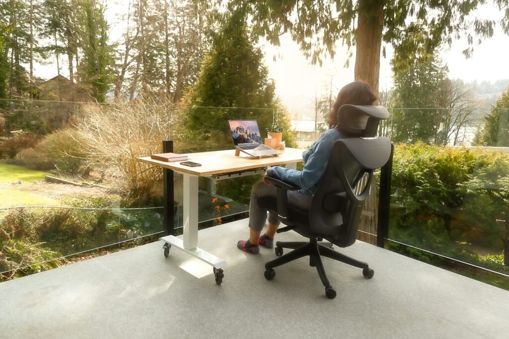 a person sitting at a desk with a laptop